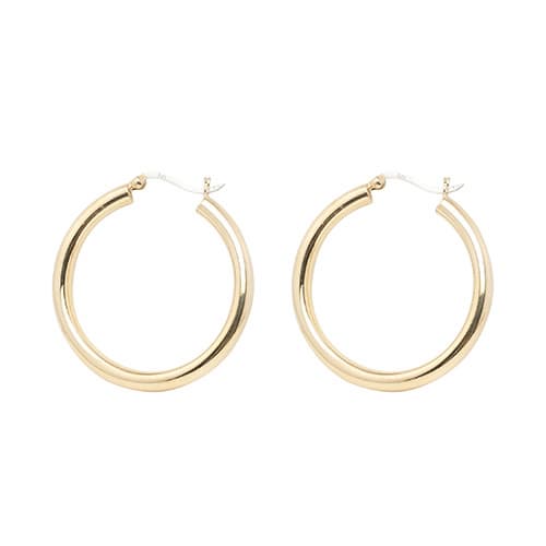 4T_40mm Round Hoop Silver Earrings 18K Gold Plated _Hollow_